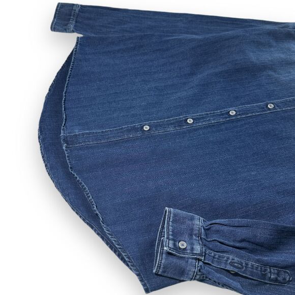 Axel's Premium Over-Dyed Denim Shirt Sz XL Faded Cotton Haringbone Made in Italy - Picture 7 of 12